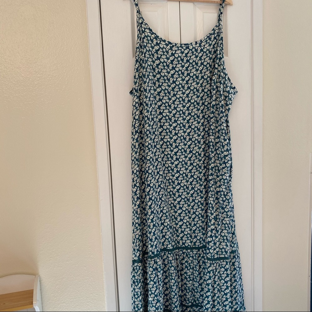 Ava & Viv Green Floral Tank Maxi Dress, 4X